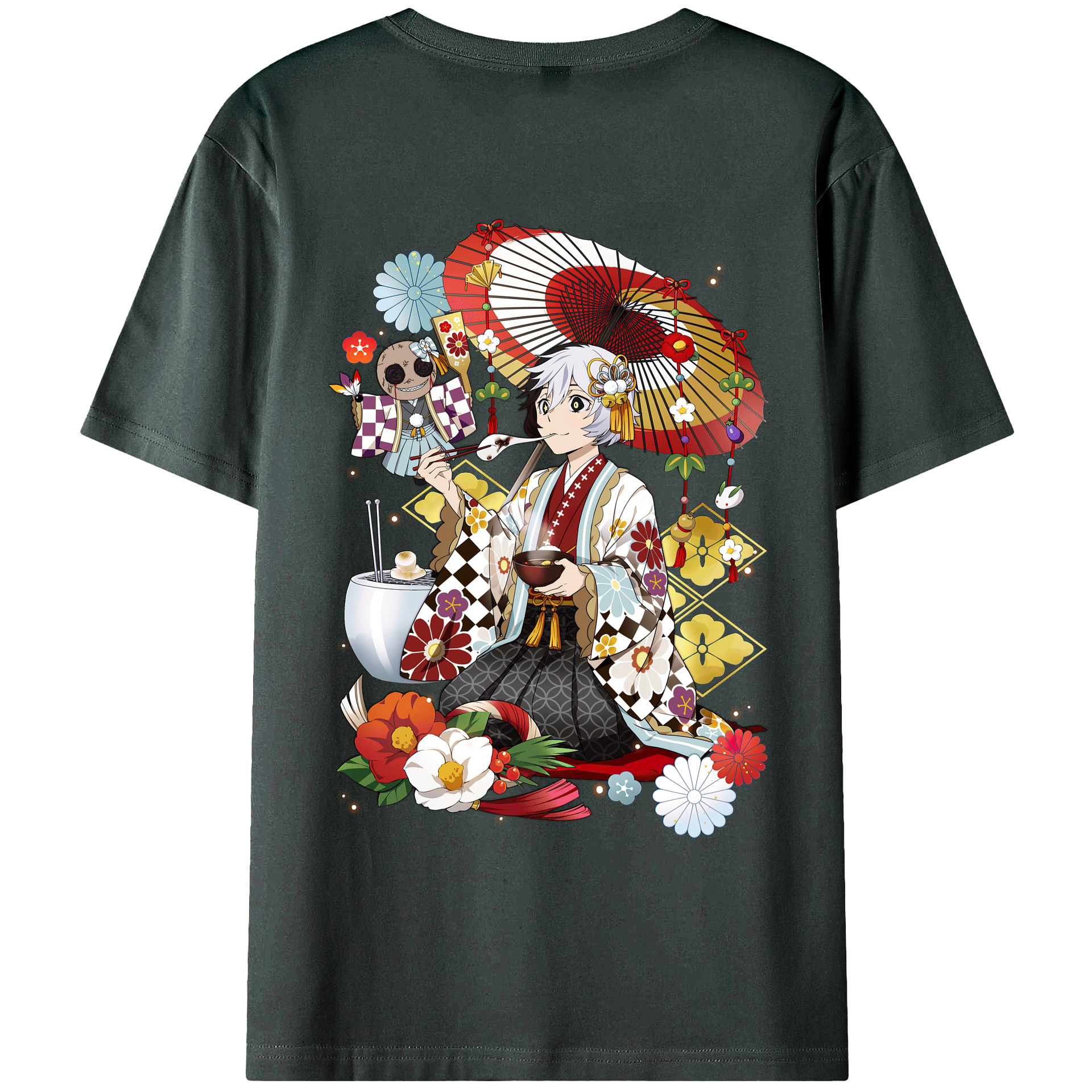 （画像用） 文豪ストレイドッグス Bungo Stray Dogs 綿100％ メンズ半袖Tシャツ（バックプリント） 通気性